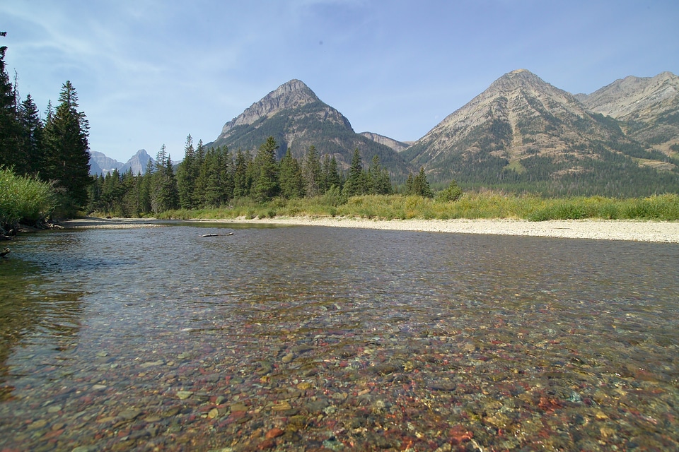 Lake Landscape and Water with mountains in Glacier National Park, Montana