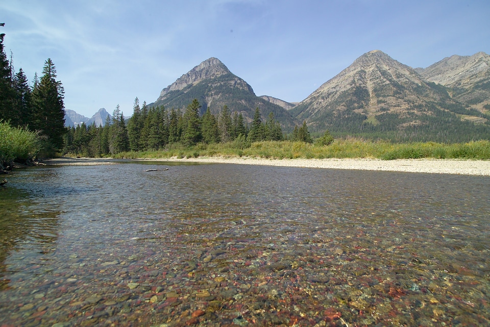 Lake Landscape and Water with mountains in Glacier National Park, Montana photo