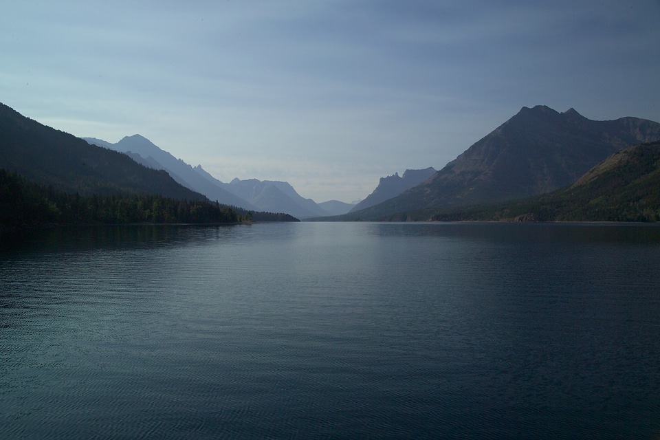 Lake Landscape with hills in Glacier National Park, Montana