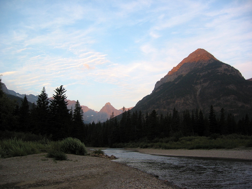 Waterton River emptying into Waterton Lake in Glacier National Park, Montana