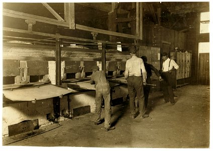 Mannington Glass Works. Uses no small boys (below 15)- These are average- manager said they do not believe in working boys that ought to be in school. Say it pays to use large boys, as they LOC nclc.01190 photo