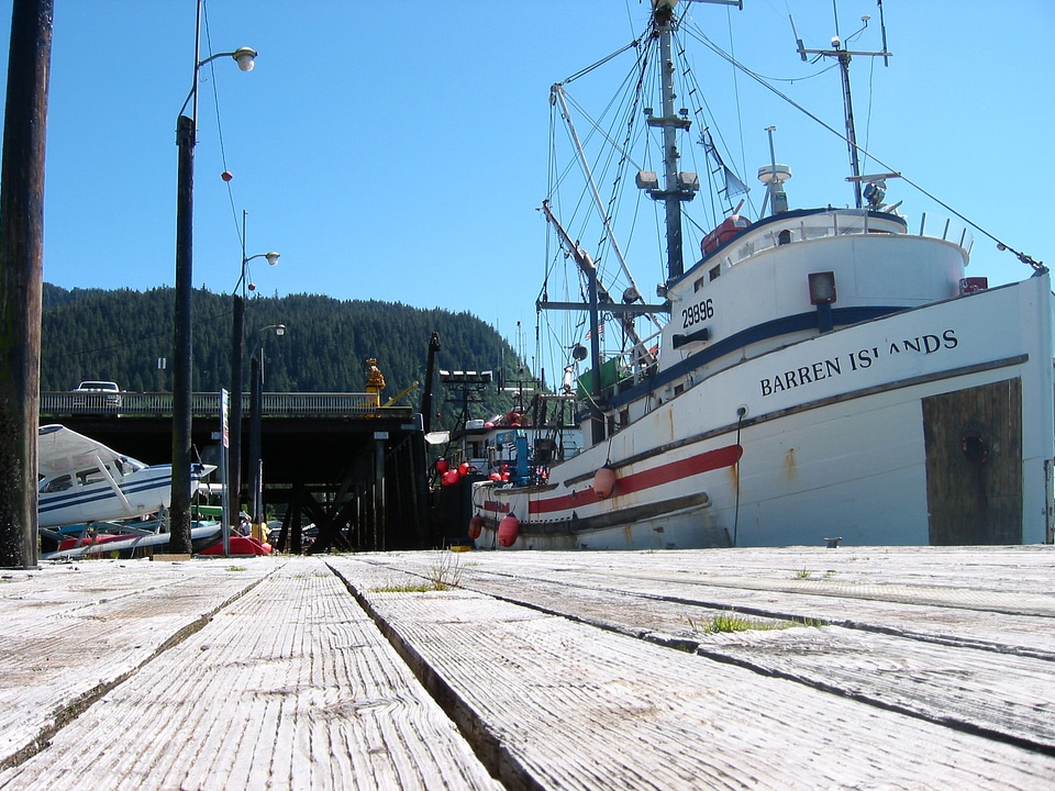 Fishing boat at Wrangell dock in Alaska
