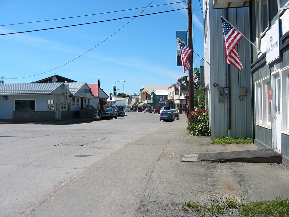 Wrangell downtown streets in Alaska