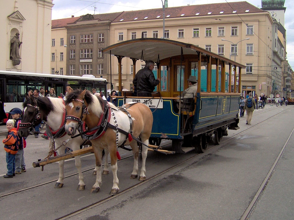 Horse Drawn Tram in Brno in Czech Republic