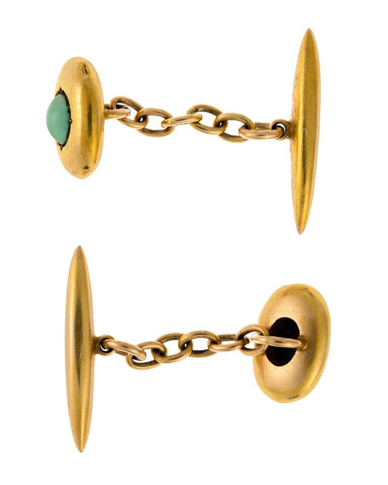 Manschettknappar av guld med turkoser, 1890-tal - Hallwylska museet - 110549