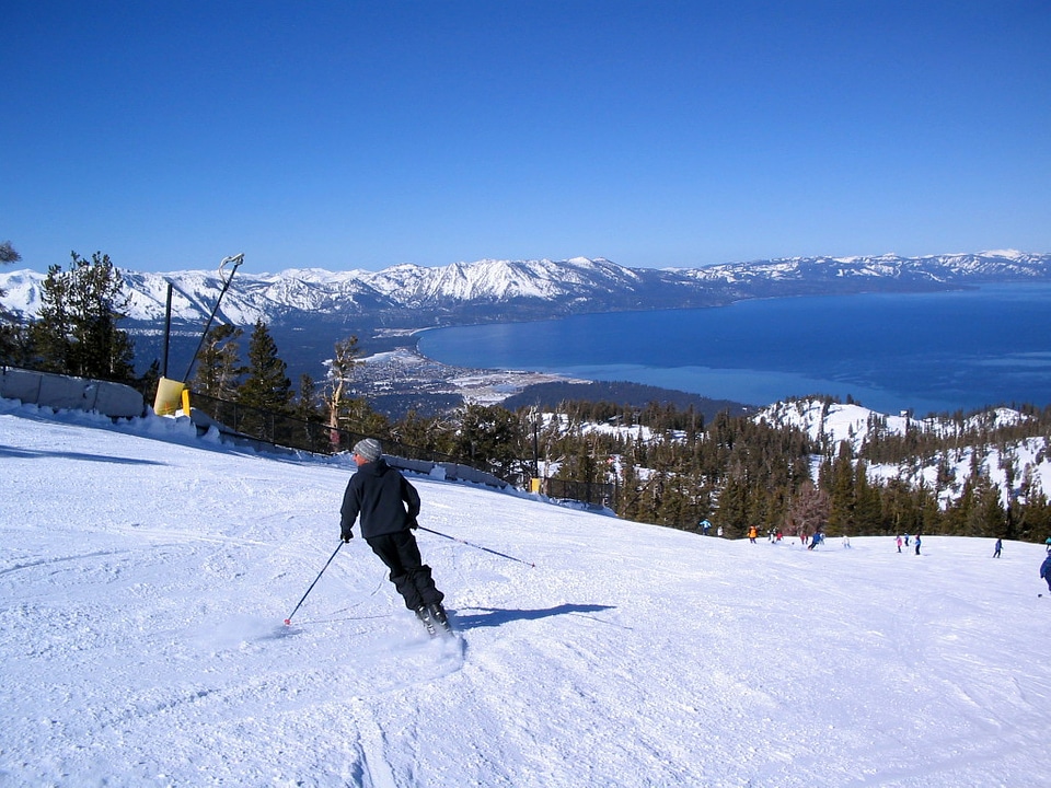 Skiing Down the Slopes of Lake Tahoe photo