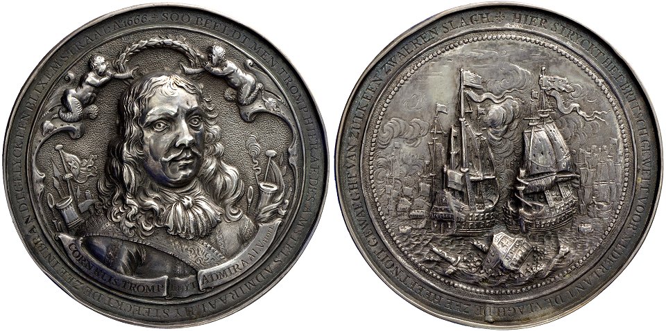 1666, Vierdaagse Zeeslag, penning ter ere van Cornelis Tromp (1629-1691), objectnr PA 495