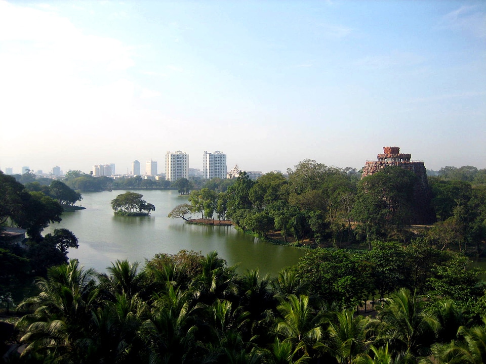 Kandawgyi Lake landscape in Yangon