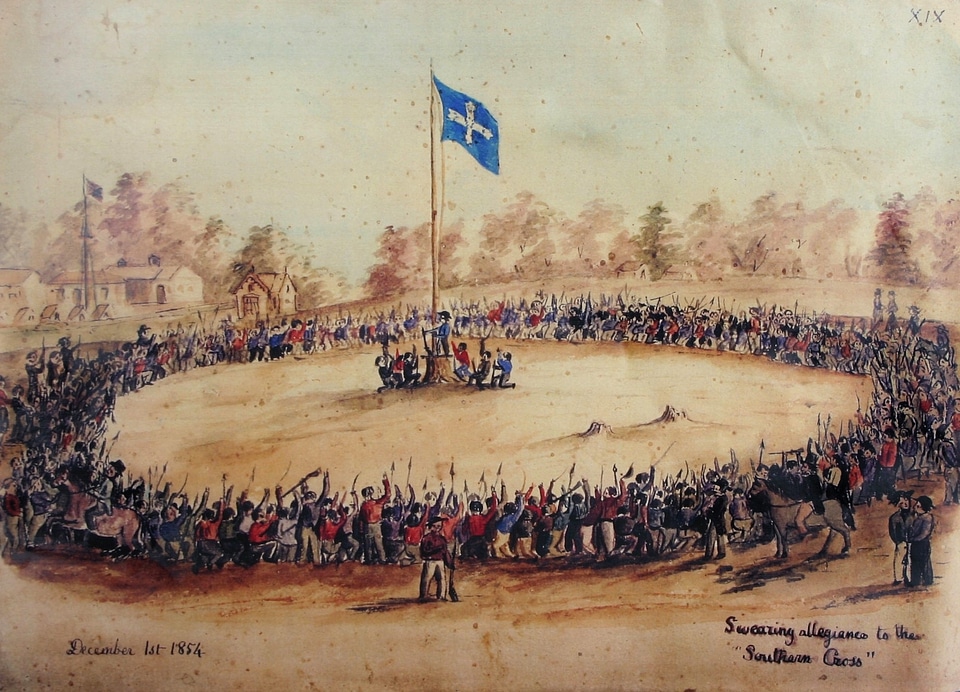 Swearing Allegiance to the Southern Cross at the Eureka Stockade, Victoria, Australia