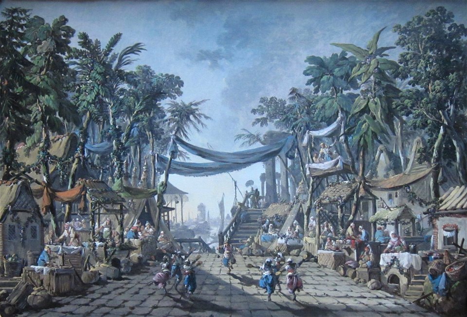 Market Scene in an Imaginary Oriental Port by Jean-Baptiste Pillement, Getty Center