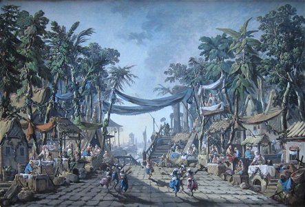 Market Scene in an Imaginary Oriental Port by Jean-Baptiste Pillement, Getty Center