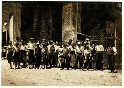 Noon-hour at Riverside Cotton Mills, Danville, Va. All are workers. The Supt., who posed them, said, 'Be sure not to get any little dinner-toters in the photo. We have none working under LOC nclc.02164 photo