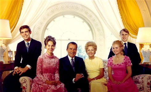 Nixon Family Portrait Taken in the White House Living Quarters photo