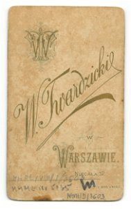 MMŁ, fotografia portret., „W. Twardzicki”, I-3603-REWERS