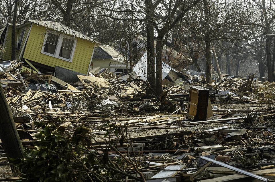 Damage done to Biloxi by Hurricane Katrina in Mississippi