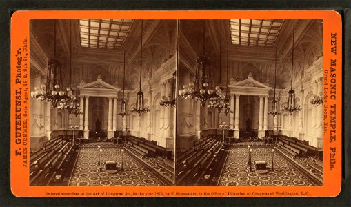 New Masonic Temple, Philadelphia. Grand Lodge room, east, by Gutekunst, Frederick, 1831-1917 2 photo