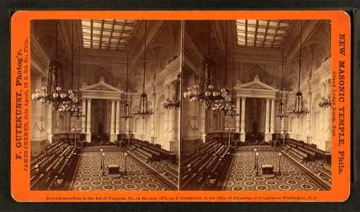 New Masonic Temple, Philadelphia. Grand Lodge room, east, by Gutekunst, Frederick, 1831-1917 2