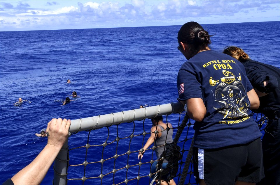 Marianas Trench Swim Call aboard USS Wayne E. Meyer (DDG 108) 170213-N-RM689-259