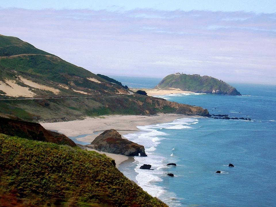 Point Sur and light station from the north in Big Sur, California