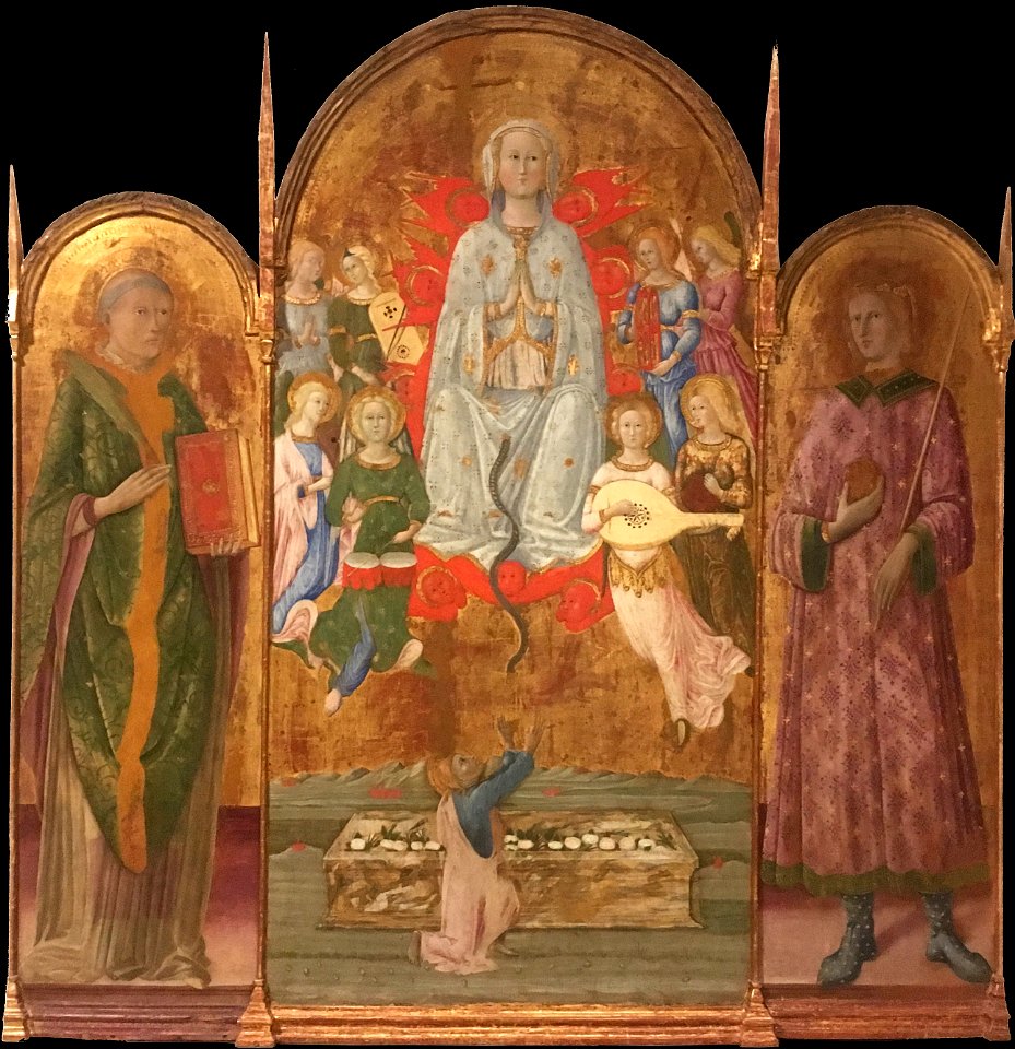 Maestro di Montepertuso, Assunzione della Vergine con San Tommaso e angeli tra Santi