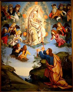 Assumption of the Virgin with St. Thomas (Madonna della Cintola), by the Master of the Lathrop Tondo, 1475-1500, oil and tempera on wood - John and Mable Ringling Museum of Art - Sarasota, FL - DSC00557