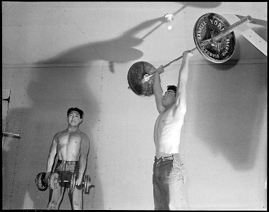 Heart Mountain Relocation Center, Heart Mountain, Wyoming. During its first week of opertaion, 250 . . . - NARA - 538755 photo