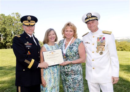 Mary Winnefeld receiving DOD Medal for Distinguished Public Service