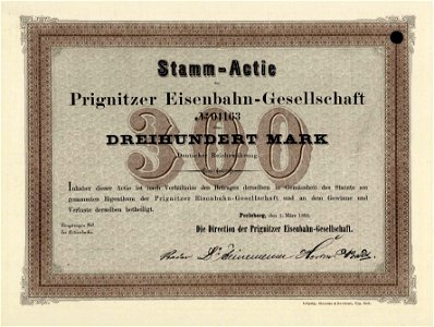 Prignitzer Eisenbahn-Gesellschaft 1885 photo
