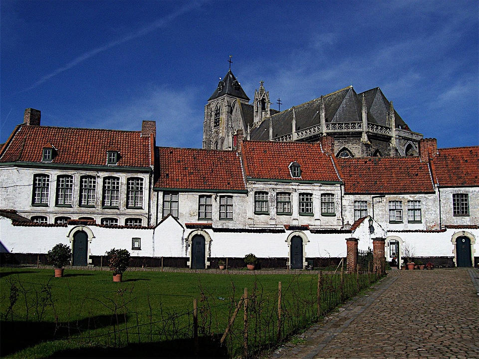 Old streets in the Béguinage in Kortrijk, Belgium