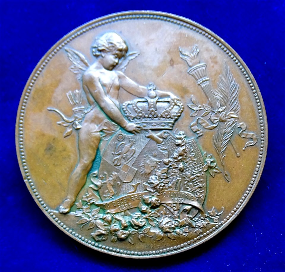 Marriage Medal of Ferdinand I of Romania 1893 by Scharff. Reverse