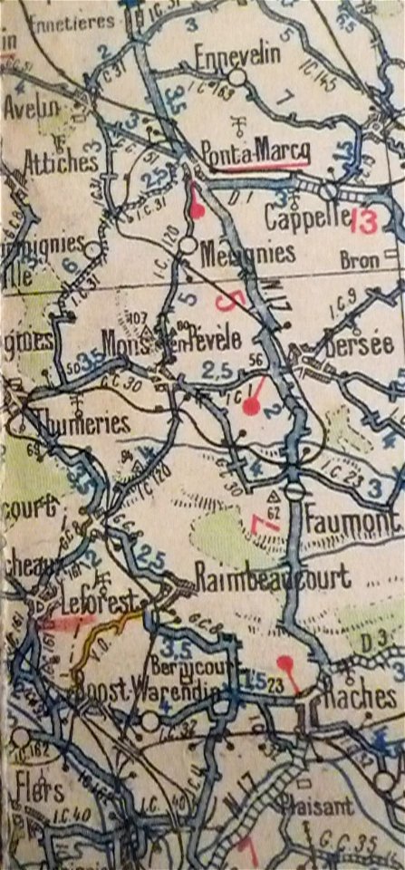Tracé de l'ancienne ligne Pont-de-la-Deûle - Pont-à-Marcq