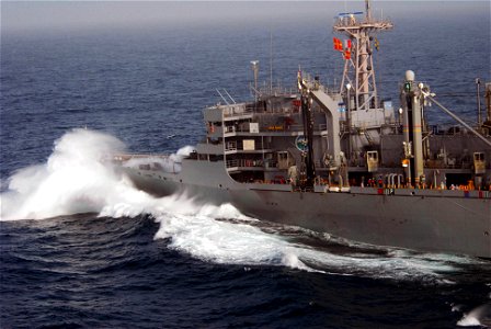 US Navy 090707-N-9132C-238 Military Sealift Command fast combat support ship USNS Rainier (T-AOE 7) underway in the Arabian Sea