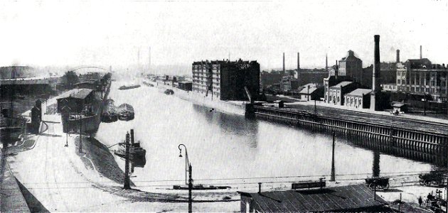 Magdeburg Der Handelshafen, von Norden gesehen