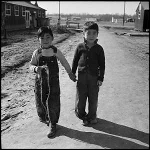 Jerome Relocation Center, Dermott, Arkansas. Young children at Jerome Relocation Center. - NARA - 539502 photo