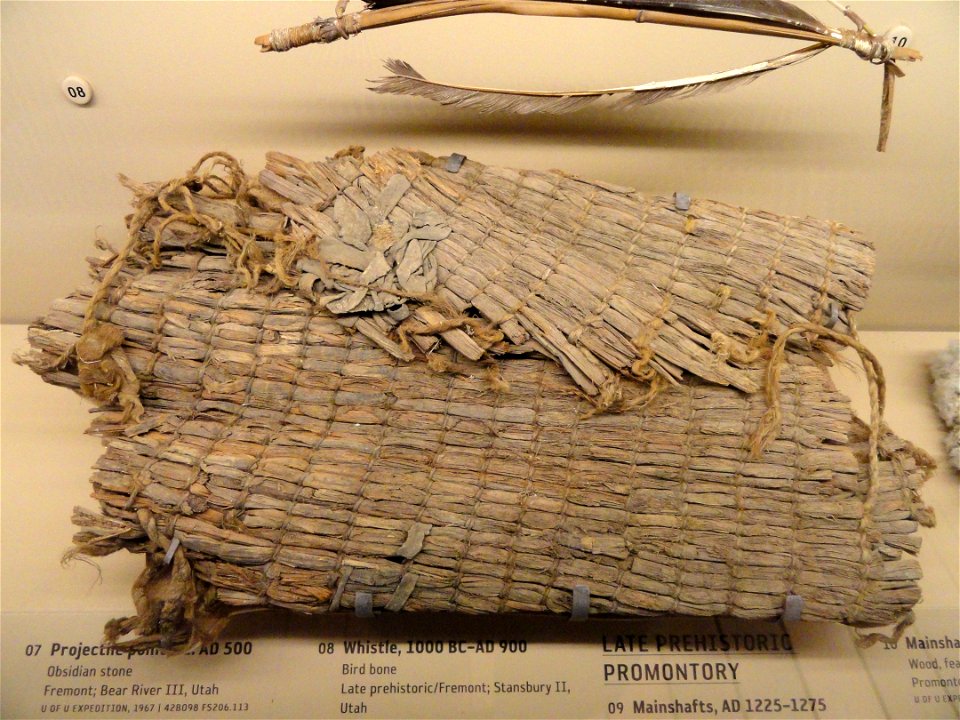 Twined mat, 1225-1275 AD, Promontory Cave I, Utah, plant material - Natural History Museum of Utah - DSC07288