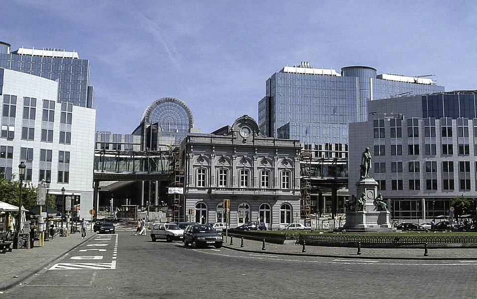  The Leopold space , the seat of the European Parliament in Brussels, Belgium