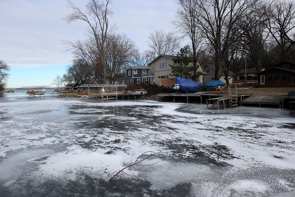 Frozen Harbor and ice in Madison, Wisconsin