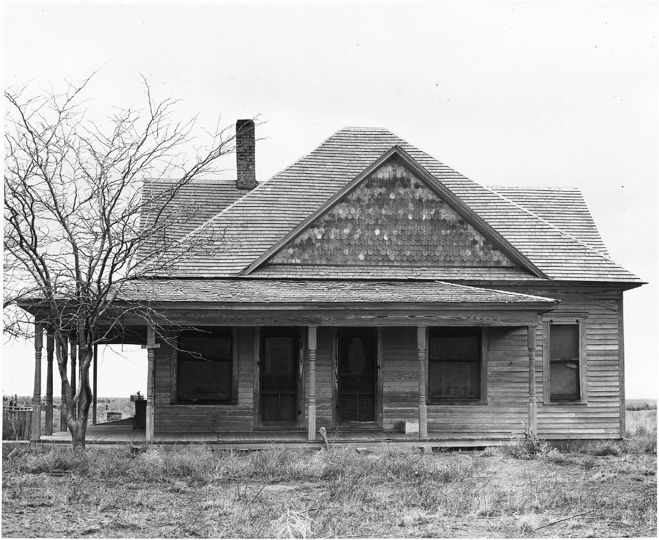 Haskell County, Kansas. A view of another very run-down farm. The interesting thing here is that it . . . - NARA - 522082 photo