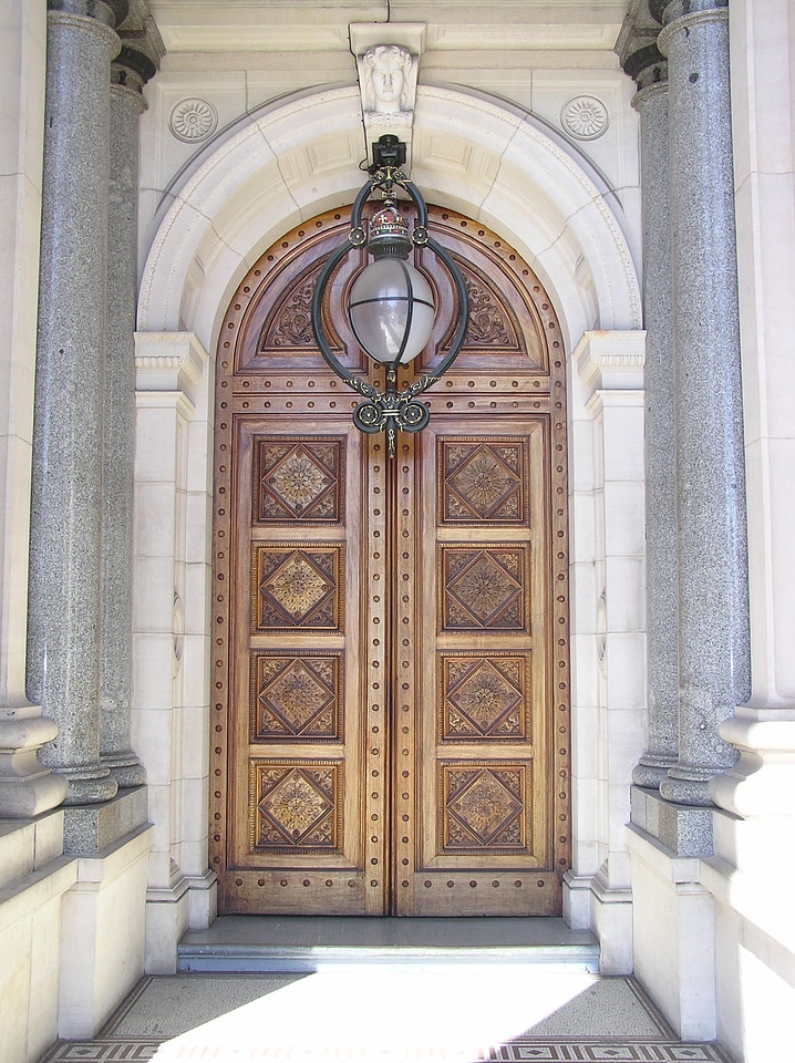 Parliament building entrance doors in Melbourne, Victoria, Australia