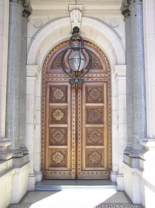 Parliament building entrance doors in Melbourne, Victoria, Australia