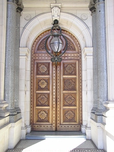 Parliament building entrance doors in Melbourne, Victoria, Australia photo