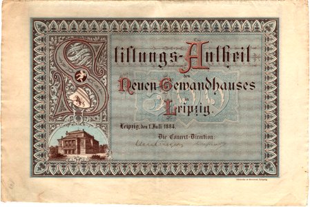 Neues Gewandhaus Stiftungsanteil 1884