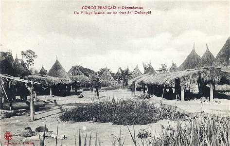 Un village Banziri sur les rives de l'Oubanghi-Congo Français