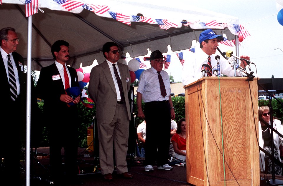 Mario Cuomo speaks at a rally to prevent the closing of Plattsburgh Air Force Base