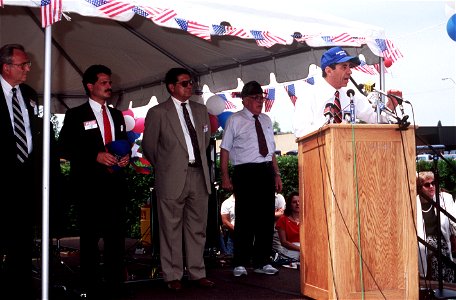 Mario Cuomo speaks at a rally to prevent the closing of Plattsburgh Air Force Base