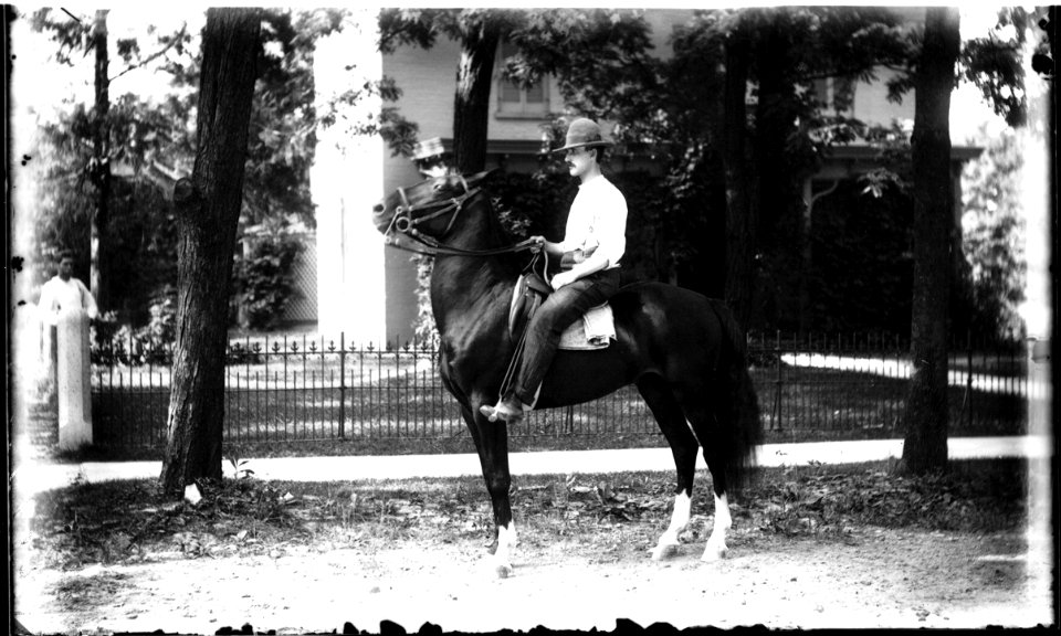 Man on horse in front of Richey home 1904 (3195530438)