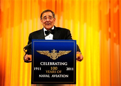 US Navy 111201-N-KV696-258 Secretary of Defense Leon Panetta delivers remarks during the Centennial Naval Aviation Commemorative Gala at the Nation photo