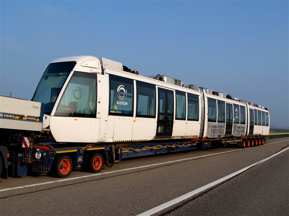 Alstom tram om lorry near Antwerp, Belgium