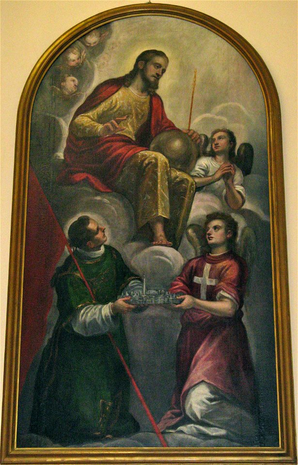 Maganza, San Vincenzo e un angelo presentano a Cristo il modello della città di Vicenza, 1593