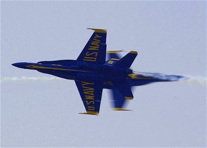 US Navy 060909-N-1082Z-005 The Navy's Blue Angels demonstrate their skill in an F-A-18 Hornet as part of the 2006 Naval Air Station Oceana Air Show. T